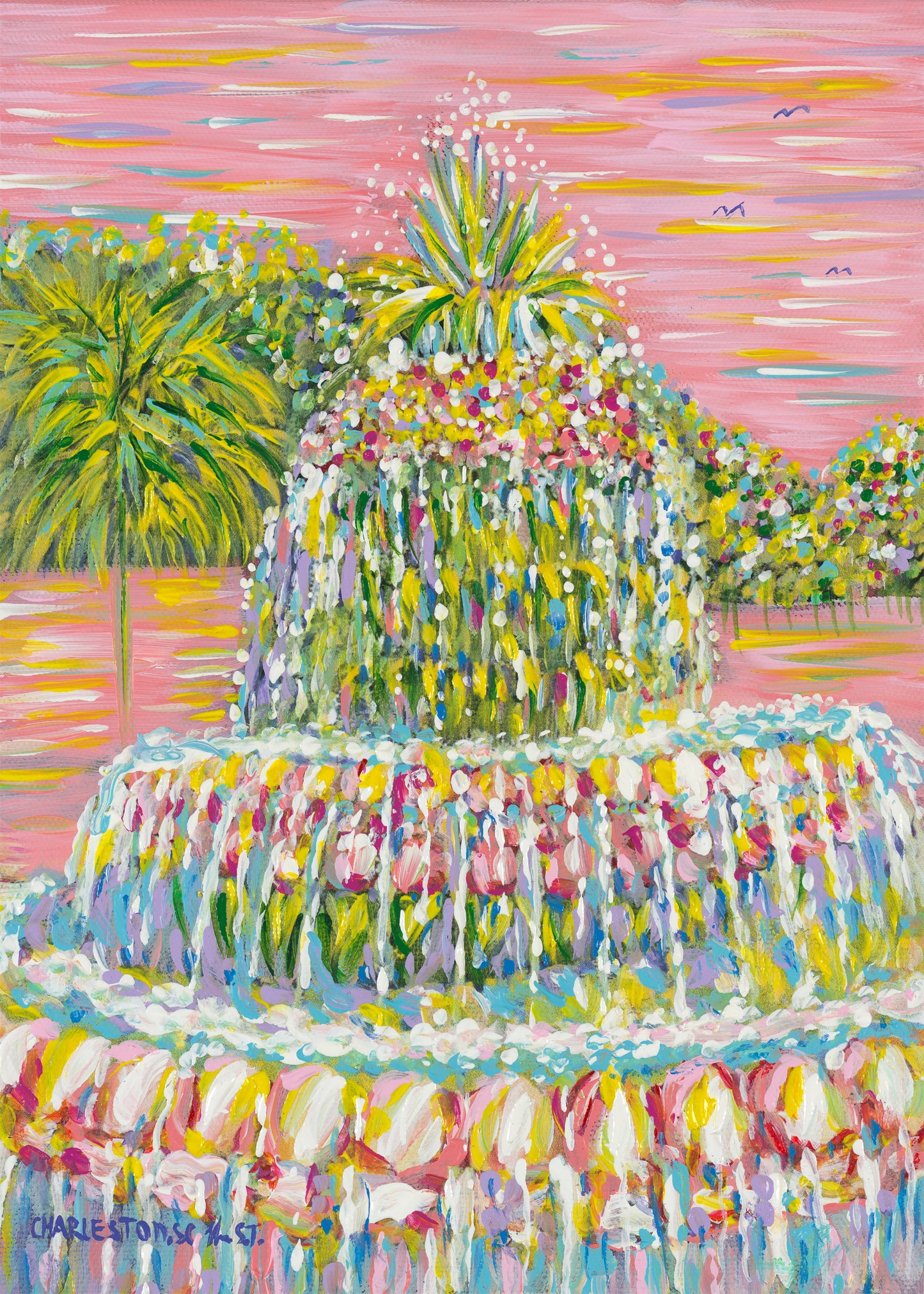 “Pineapple Fountain” III vertical (pink)