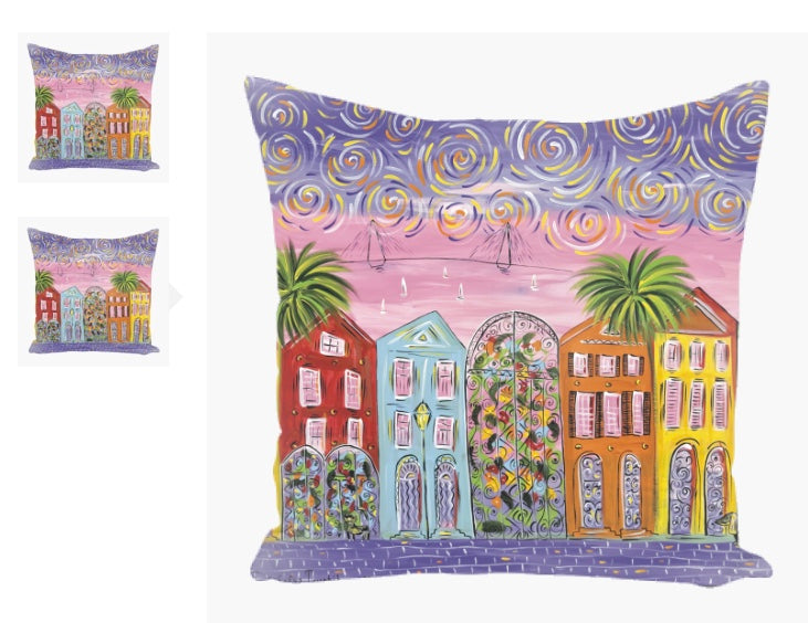 “Rainbow Row Starry Night “ pillow