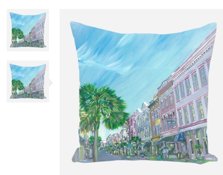 “King street, Charleston SC” pillow