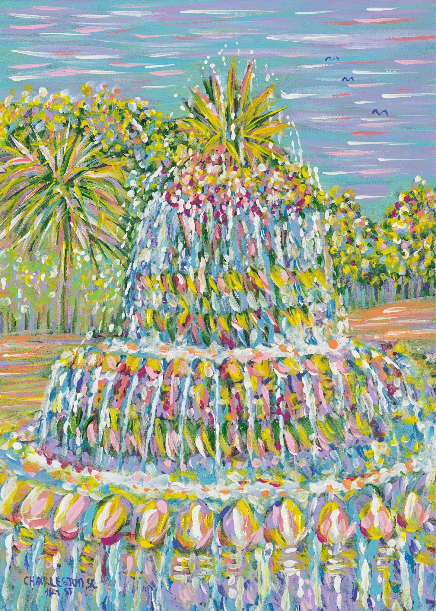 “Pineapple Fountain” II vertical (blue)