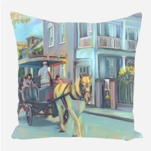 “Horse carriage,Charleston SC” pillow