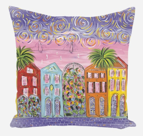 “Rainbow Row Starry Night “ pillow