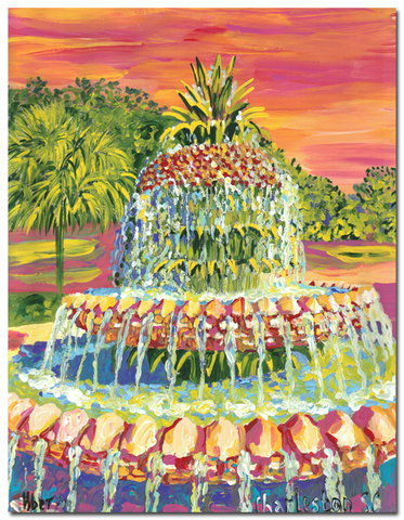 “Pineapple Fountain”II vertical (sunset red)